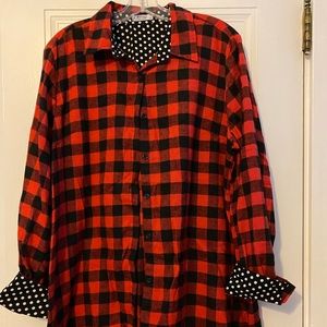 Plaid & polka dot flannel shirt